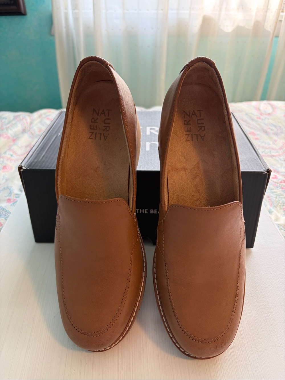 Naturalizer Cabaret Englishtea Camel Brown Synthetic Platform Slip-On Loafers - Picture 7 of 7